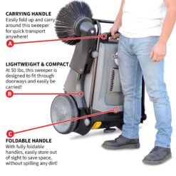 Tomahawk Power Push Powered 38 in. Wide Triple Power Brooms Manual Hard surface Cordless Indoor or Outdoor Floor Sweeper
