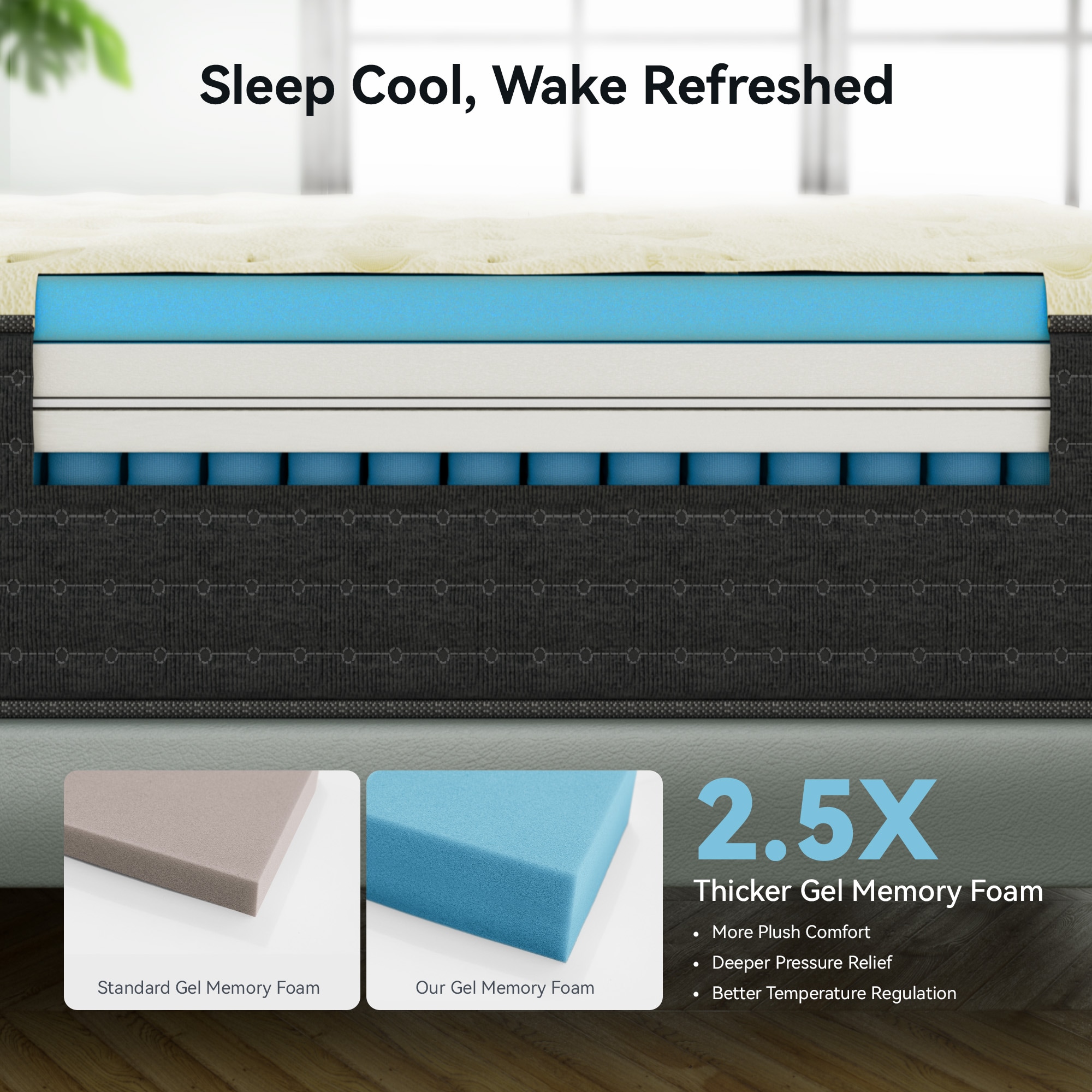 Ifluous 14-in Firm Queen Hybrid Memory Foam/Coil Blend Mattress in a Box