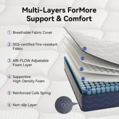 Ifluous 12-in Medium King Hybrid Memory Foam/Coil Blend Mattress in a Box