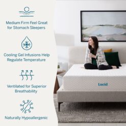 LUCID Comfort Collection SureCool 12-in Medium King Memory foam Mattress in a Box