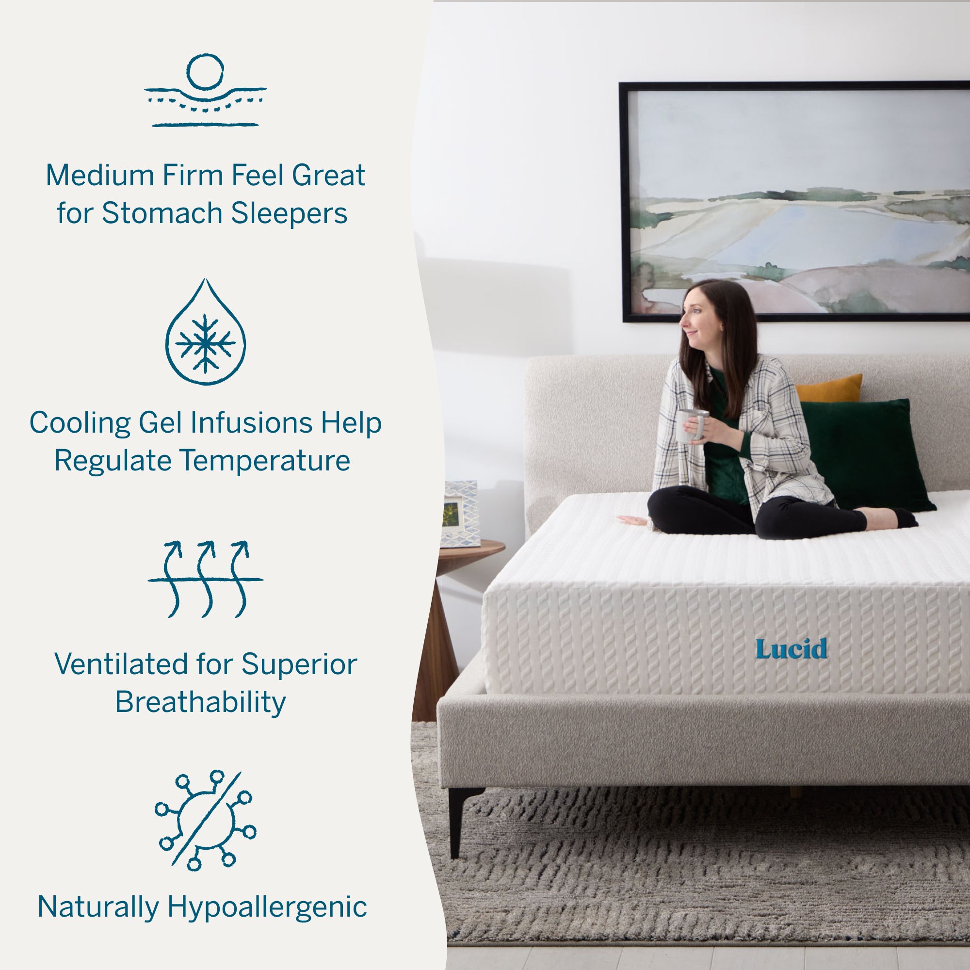 LUCID Comfort Collection SureCool 12-in Medium King Memory foam Mattress in a Box