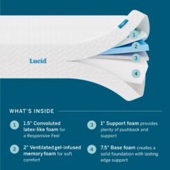 LUCID Comfort Collection SureCool 12-in Medium King Memory foam Mattress in a Box