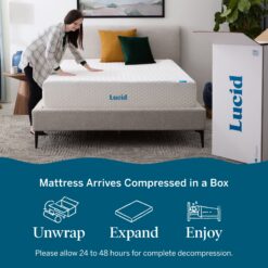 LUCID Comfort Collection SureCool 12-in Medium King Memory foam Mattress in a Box