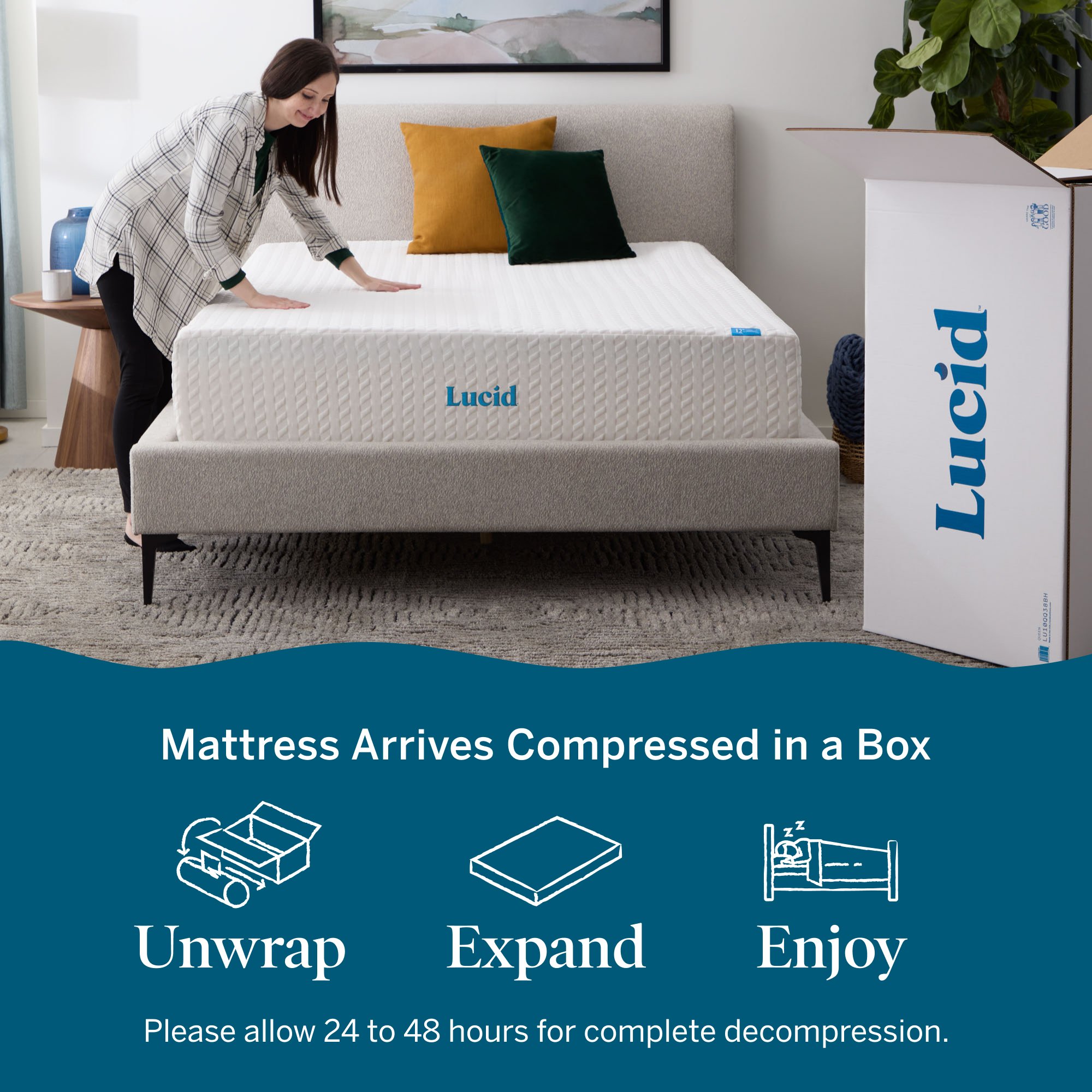 LUCID Comfort Collection SureCool 12-in Medium King Memory foam Mattress in a Box
