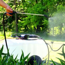 Brinly 25-Gallon 12-volt Battery Operated Plastic Pull-behind Sprayer with Adjustable Spray Pattern Battery Not Included