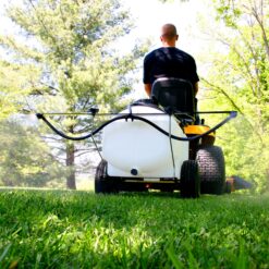 Brinly 25-Gallon 12-volt Battery Operated Plastic Pull-behind Sprayer with Adjustable Spray Pattern Battery Not Included