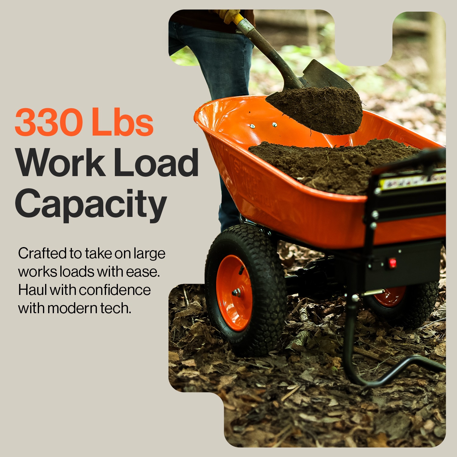 SuperHandy 4-cu ft 2 Wheel Steel Powered Wheelbarrow