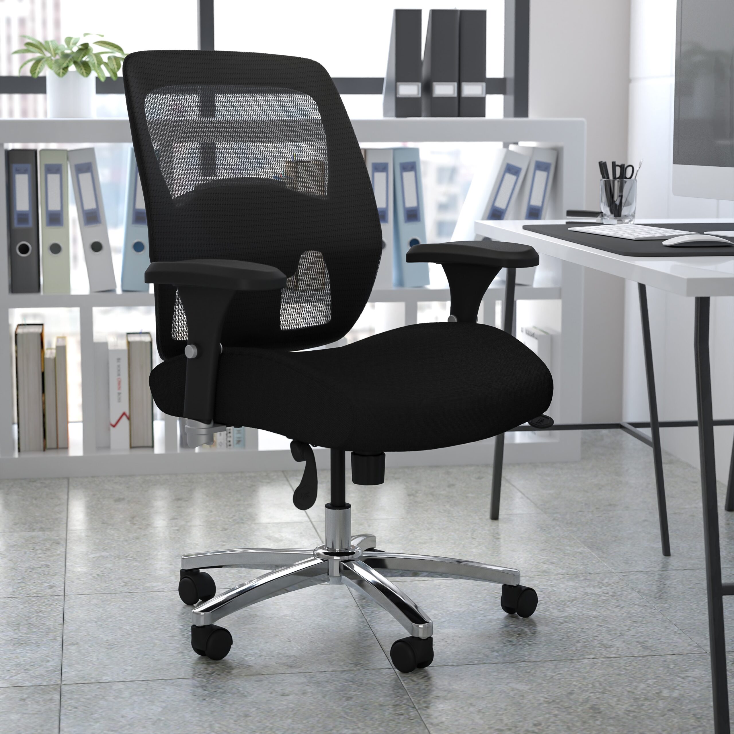 Flash Furniture HERCULES Black Contemporary Adjustable Height Swivel Fabric Desk Chair