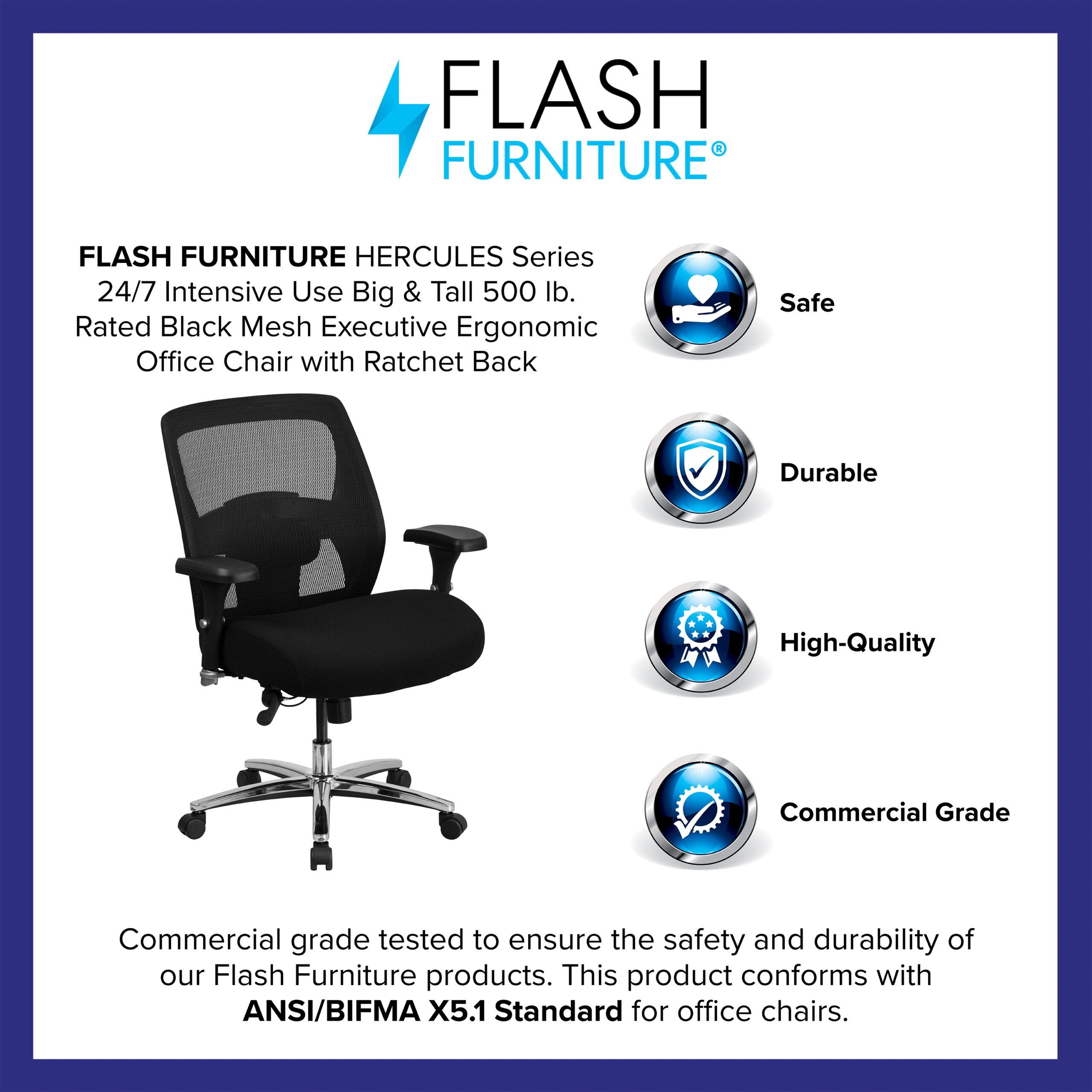 Flash Furniture HERCULES Black Contemporary Adjustable Height Swivel Fabric Desk Chair