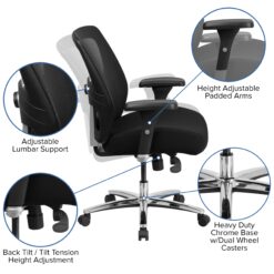 Flash Furniture HERCULES Black Contemporary Adjustable Height Swivel Fabric Desk Chair