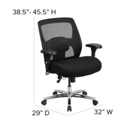 Flash Furniture HERCULES Black Contemporary Adjustable Height Swivel Fabric Desk Chair
