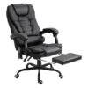 Flynama Black Adjustable Height 7-Point Reclining Back Vibrating Massage Office Chair with Lumbar Support and Footrest