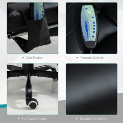 Flynama Black Adjustable Height 7-Point Reclining Back Vibrating Massage Office Chair with Lumbar Support and Footrest