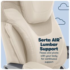 Serta Bryce Cream Bonded Leather Contemporary Ergonomic Adjustable Height Swivel Faux Leather Executive Chair