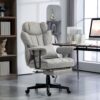 GZMR 400LBS Big and Tall Office Chair Gray Contemporary Ergonomic Adjustable Height Swivel Upholstered Executive Chair