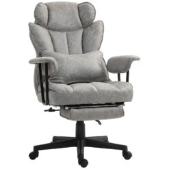 GZMR 400LBS Big and Tall Office Chair Gray Contemporary Ergonomic Adjustable Height Swivel Upholstered Executive Chair