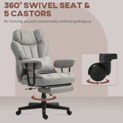 GZMR 400LBS Big and Tall Office Chair Gray Contemporary Ergonomic Adjustable Height Swivel Upholstered Executive Chair