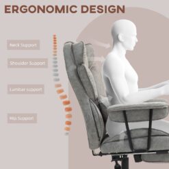 GZMR 400LBS Big and Tall Office Chair Gray Contemporary Ergonomic Adjustable Height Swivel Upholstered Executive Chair