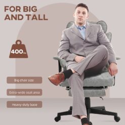 GZMR 400LBS Big and Tall Office Chair Gray Contemporary Ergonomic Adjustable Height Swivel Upholstered Executive Chair
