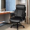GZMR PU Leather Massage Office Chair Black Contemporary Ergonomic Adjustable Height Swivel Faux leather Executive Chair