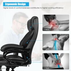 GZMR PU Leather Massage Office Chair Black Contemporary Ergonomic Adjustable Height Swivel Faux leather Executive Chair