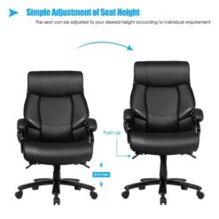GZMR PU Leather Massage Office Chair Black Contemporary Ergonomic Adjustable Height Swivel Faux leather Executive Chair