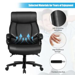 GZMR PU Leather Massage Office Chair Black Contemporary Ergonomic Adjustable Height Swivel Faux leather Executive Chair