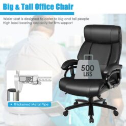 GZMR PU Leather Massage Office Chair Black Contemporary Ergonomic Adjustable Height Swivel Faux leather Executive Chair