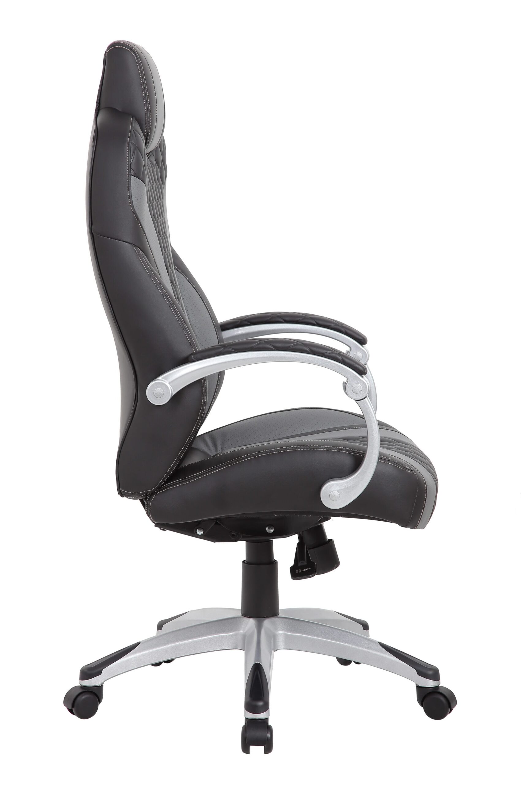 Boss Office Products Black/Grey Contemporary Ergonomic Adjustable Height Swivel Vinyl Executive Chair