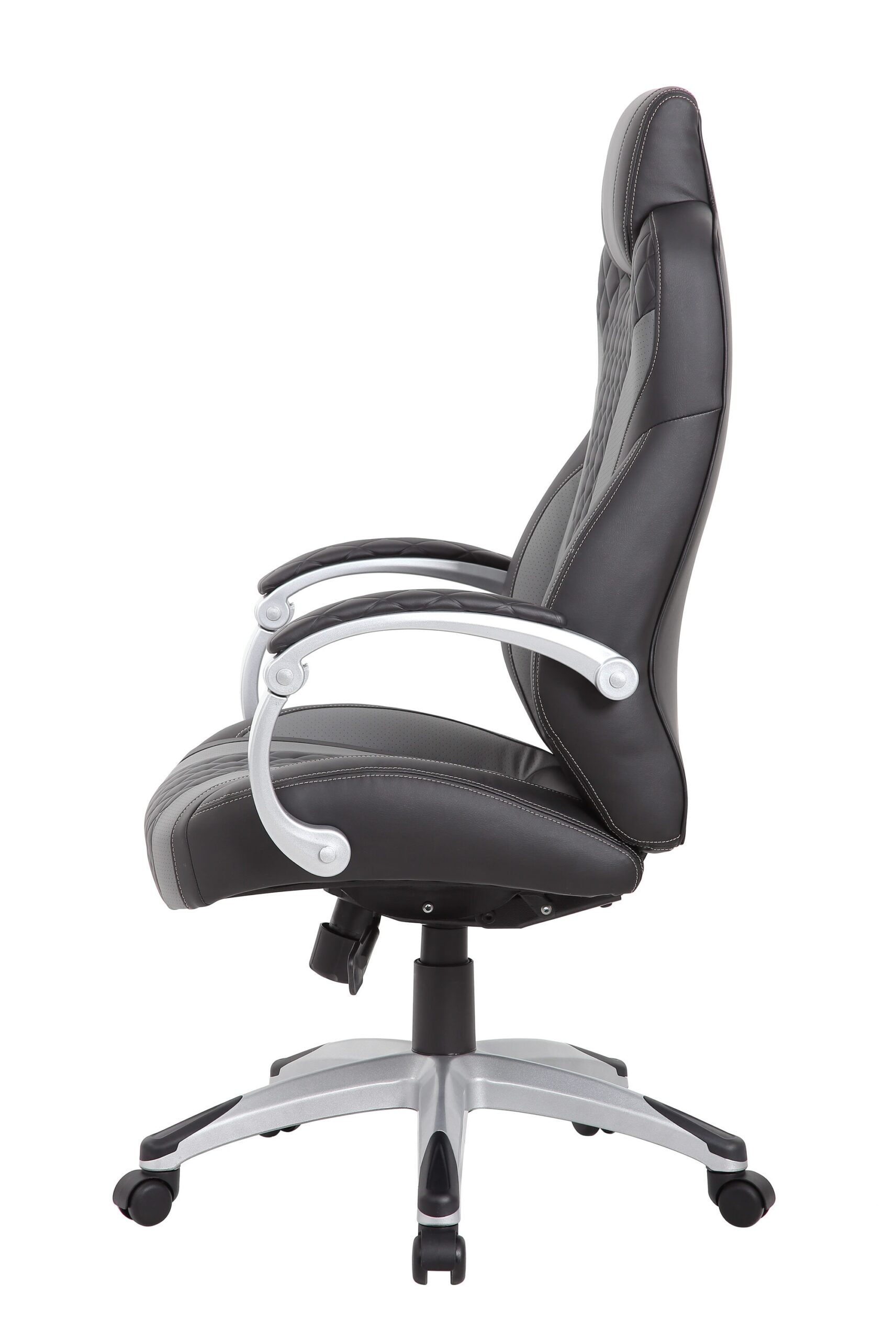 Boss Office Products Black/Grey Contemporary Ergonomic Adjustable Height Swivel Vinyl Executive Chair