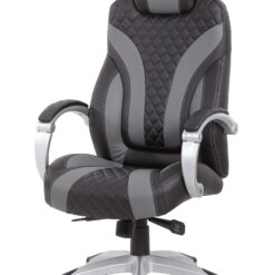 Boss Office Products Black/Grey Contemporary Ergonomic Adjustable Height Swivel Vinyl Executive Chair