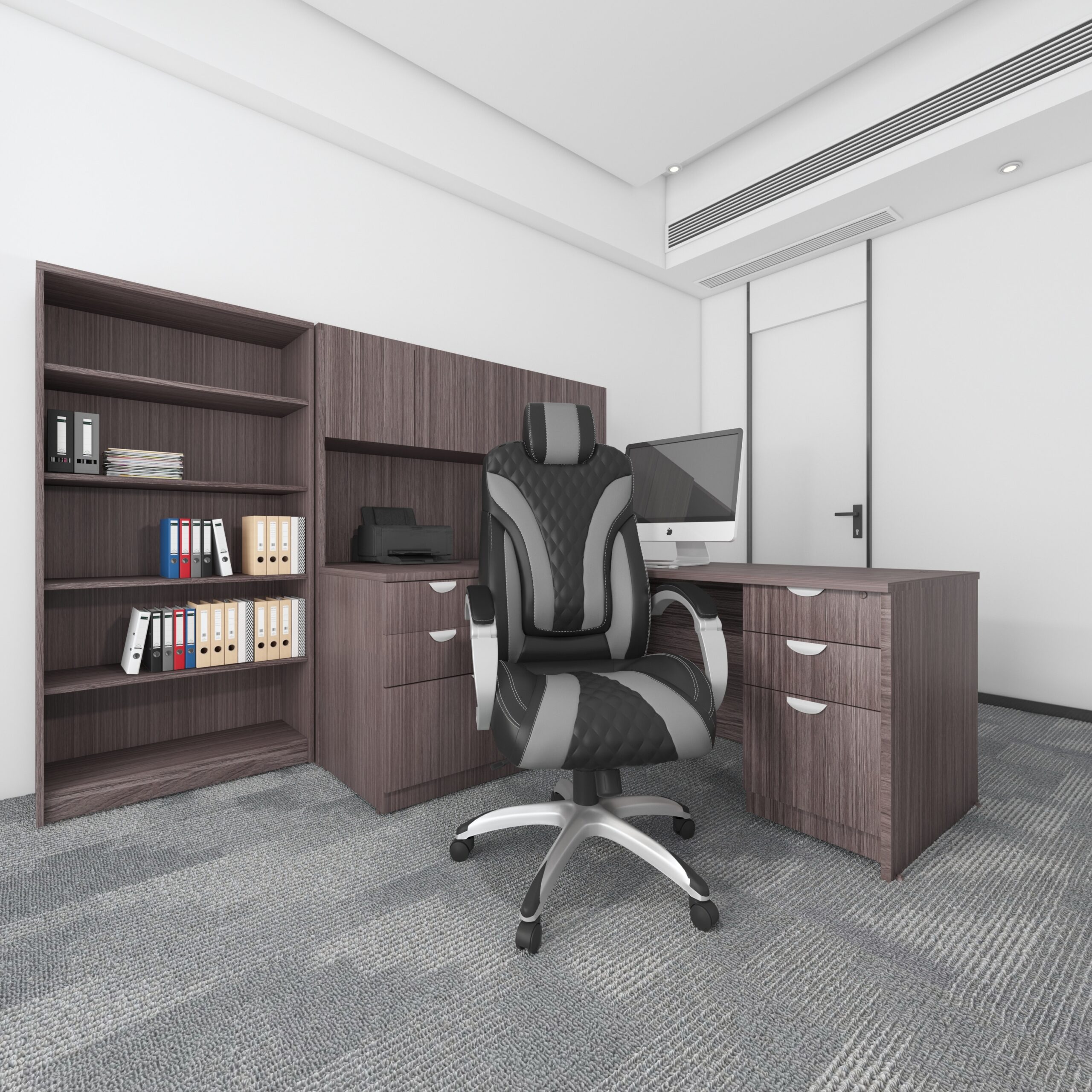 Boss Office Products Black/Grey Contemporary Ergonomic Adjustable Height Swivel Vinyl Executive Chair