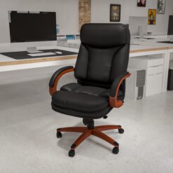 Flash Furniture Hansel Black Contemporary Adjustable Height Swivel Faux Leather Executive Chair