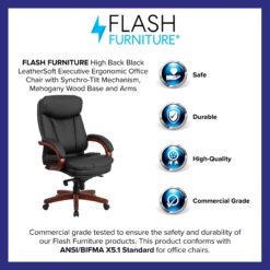 Flash Furniture Hansel Black Contemporary Adjustable Height Swivel Faux Leather Executive Chair