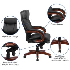 Flash Furniture Hansel Black Contemporary Adjustable Height Swivel Faux Leather Executive Chair