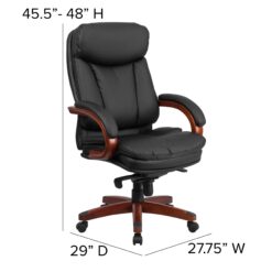Flash Furniture Hansel Black Contemporary Adjustable Height Swivel Faux Leather Executive Chair