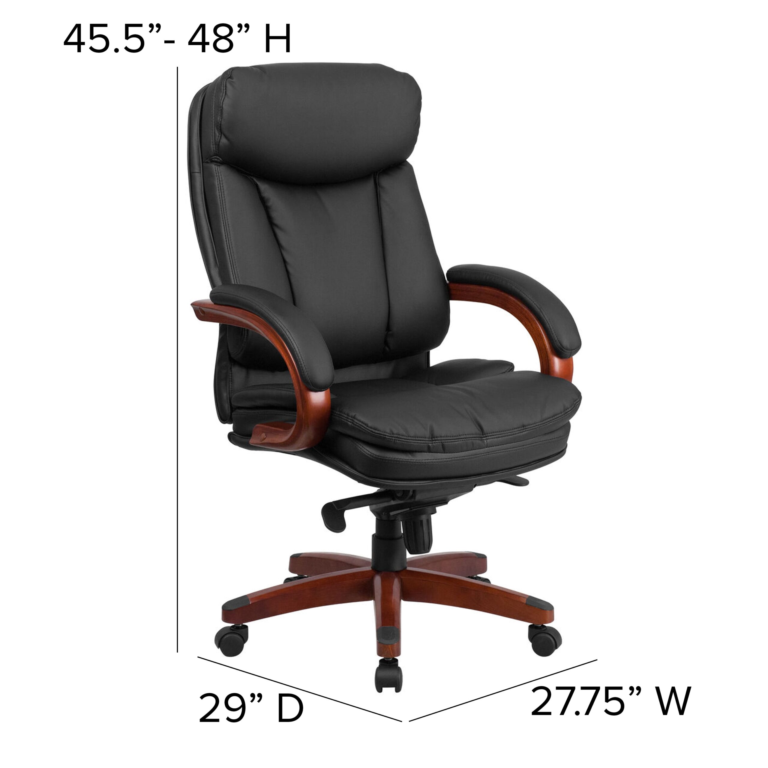 Flash Furniture Hansel Black Contemporary Adjustable Height Swivel Faux Leather Executive Chair