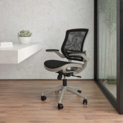 Flash Furniture Warfield Black Mesh/Graphite Silver Frame Contemporary Ergonomic Adjustable Height Swivel Mesh Executive Chair