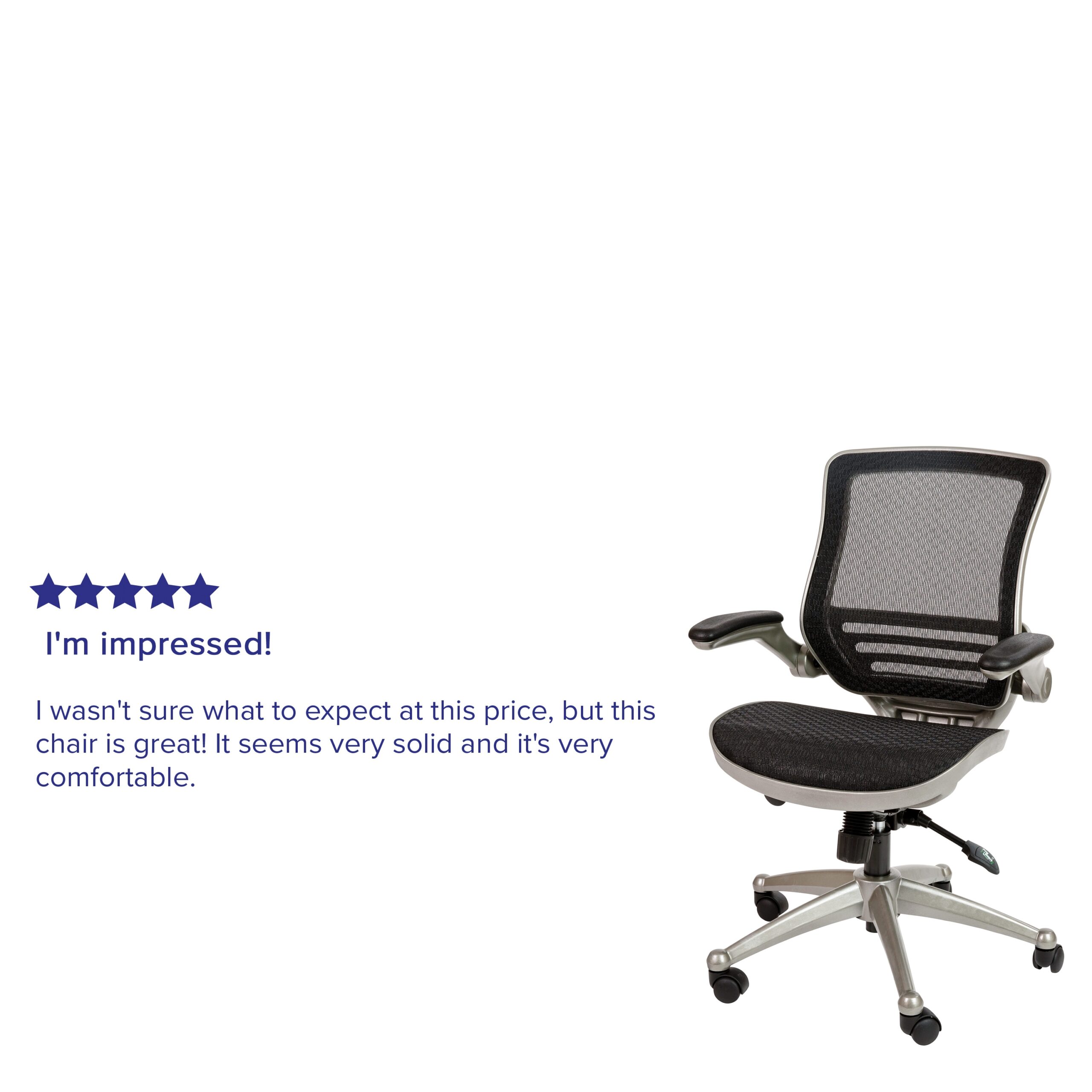 Flash Furniture Warfield Black Mesh/Graphite Silver Frame Contemporary Ergonomic Adjustable Height Swivel Mesh Executive Chair