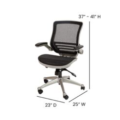 Flash Furniture Warfield Black Mesh/Graphite Silver Frame Contemporary Ergonomic Adjustable Height Swivel Mesh Executive Chair
