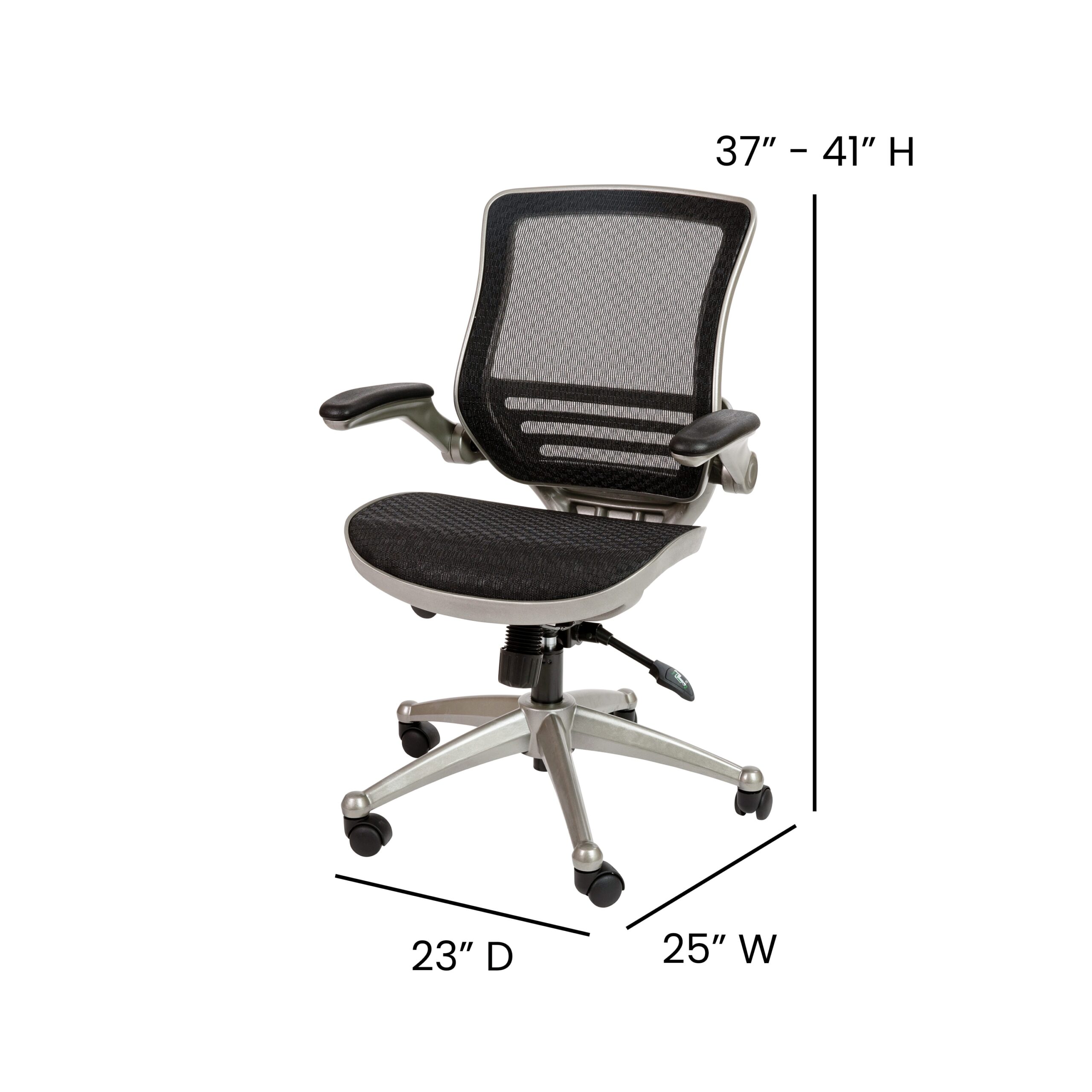 Flash Furniture Warfield Black Mesh/Graphite Silver Frame Contemporary Ergonomic Adjustable Height Swivel Mesh Executive Chair