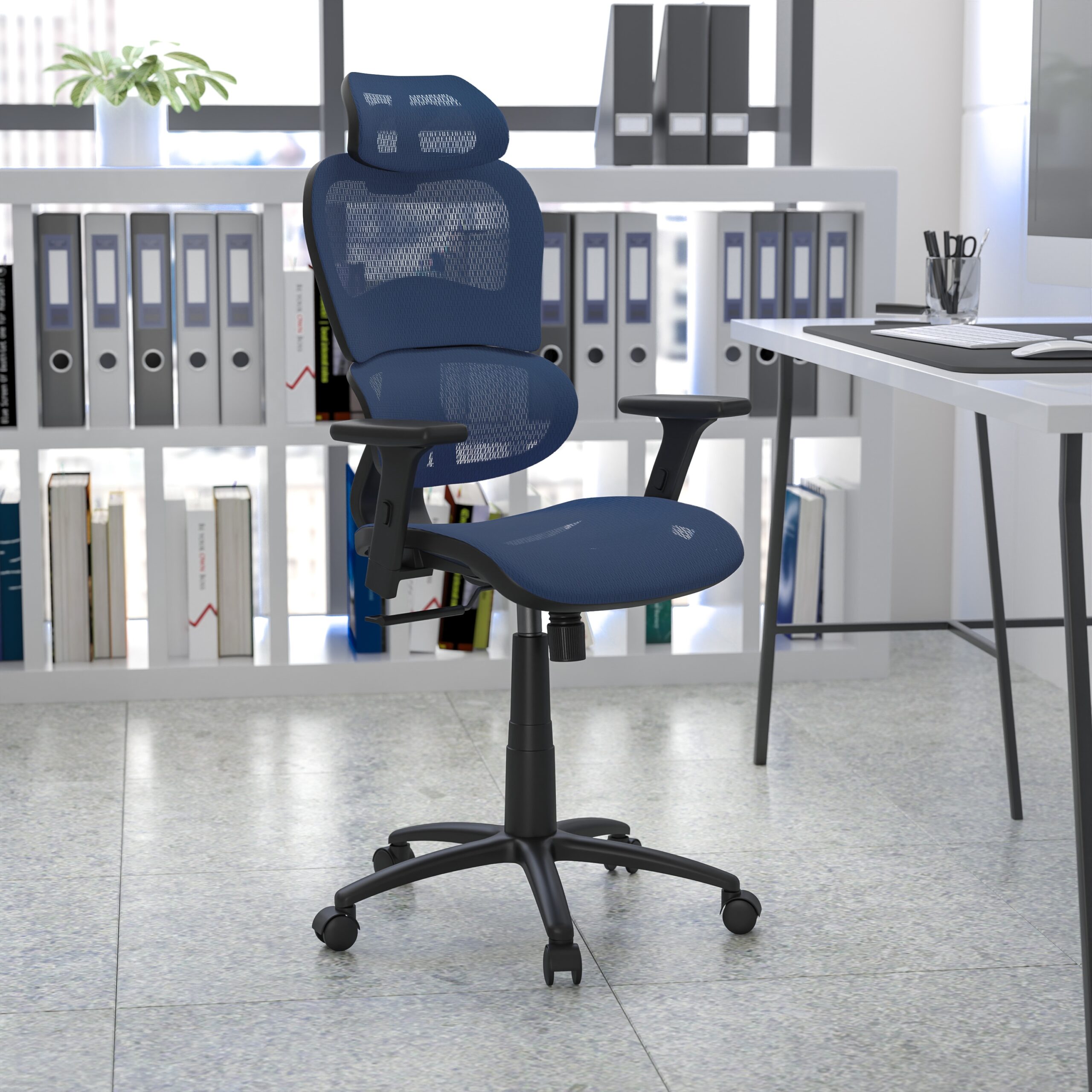Flash Furniture LO Blue Contemporary Adjustable Height Swivel Mesh Desk Chair