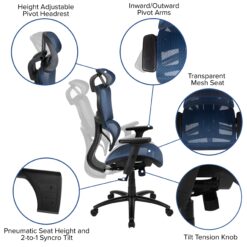 Flash Furniture LO Blue Contemporary Adjustable Height Swivel Mesh Desk Chair