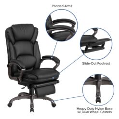 Flash Furniture Martin Black Contemporary Adjustable Height Swivel Faux Leather Desk Chair