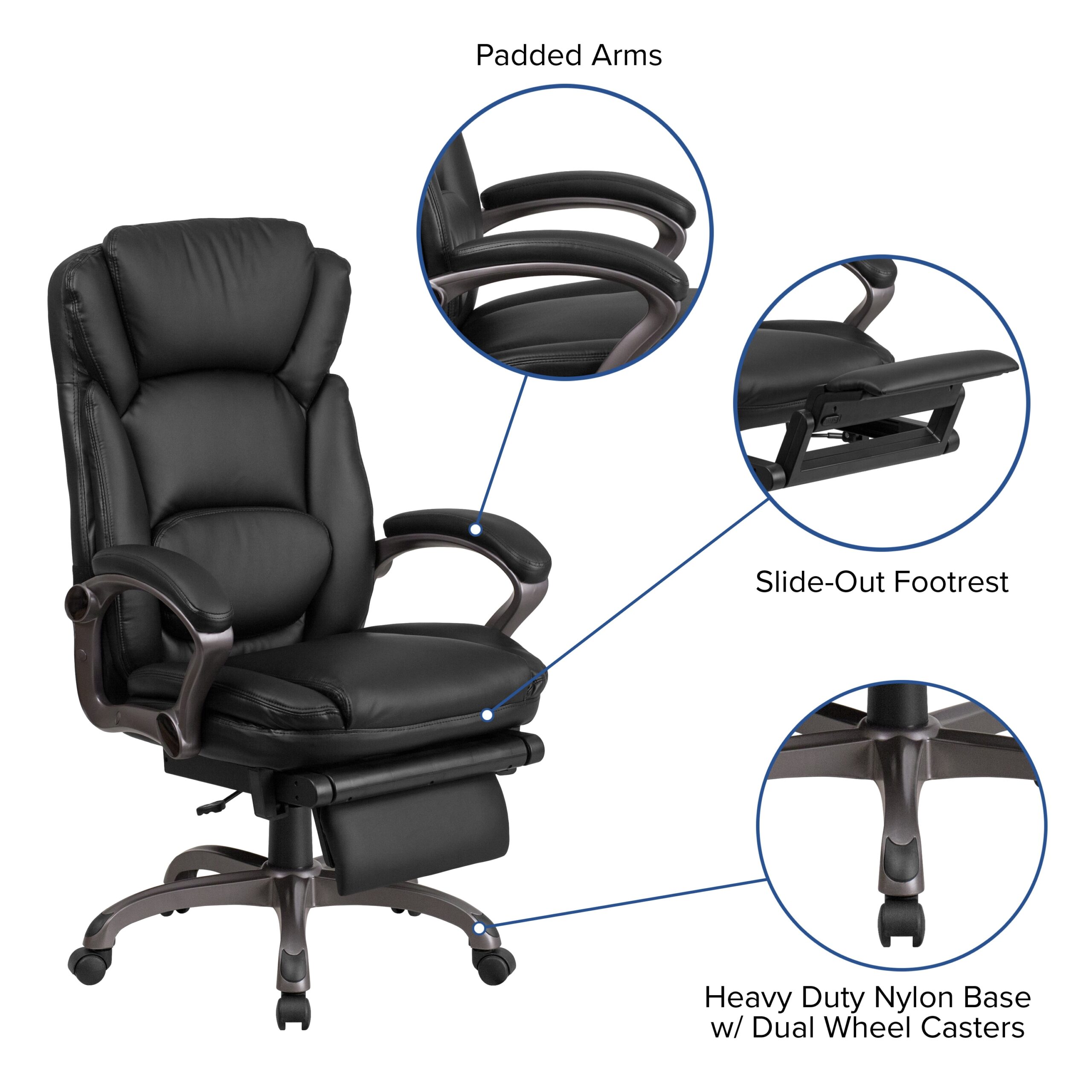 Flash Furniture Martin Black Contemporary Adjustable Height Swivel Faux Leather Desk Chair