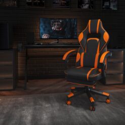 Flash Furniture X40 Black with Orange Trim Contemporary Ergonomic Adjustable Height Swivel Faux Leather Gaming Chair