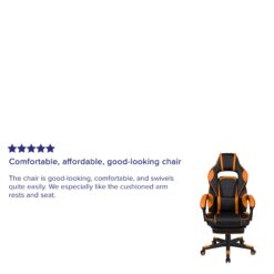 Flash Furniture X40 Black with Orange Trim Contemporary Ergonomic Adjustable Height Swivel Faux Leather Gaming Chair
