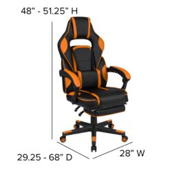 Flash Furniture X40 Black with Orange Trim Contemporary Ergonomic Adjustable Height Swivel Faux Leather Gaming Chair