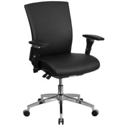 Flash Furniture HERCULES Black Leather Contemporary Adjustable Height Swivel Faux Leather Desk Chair