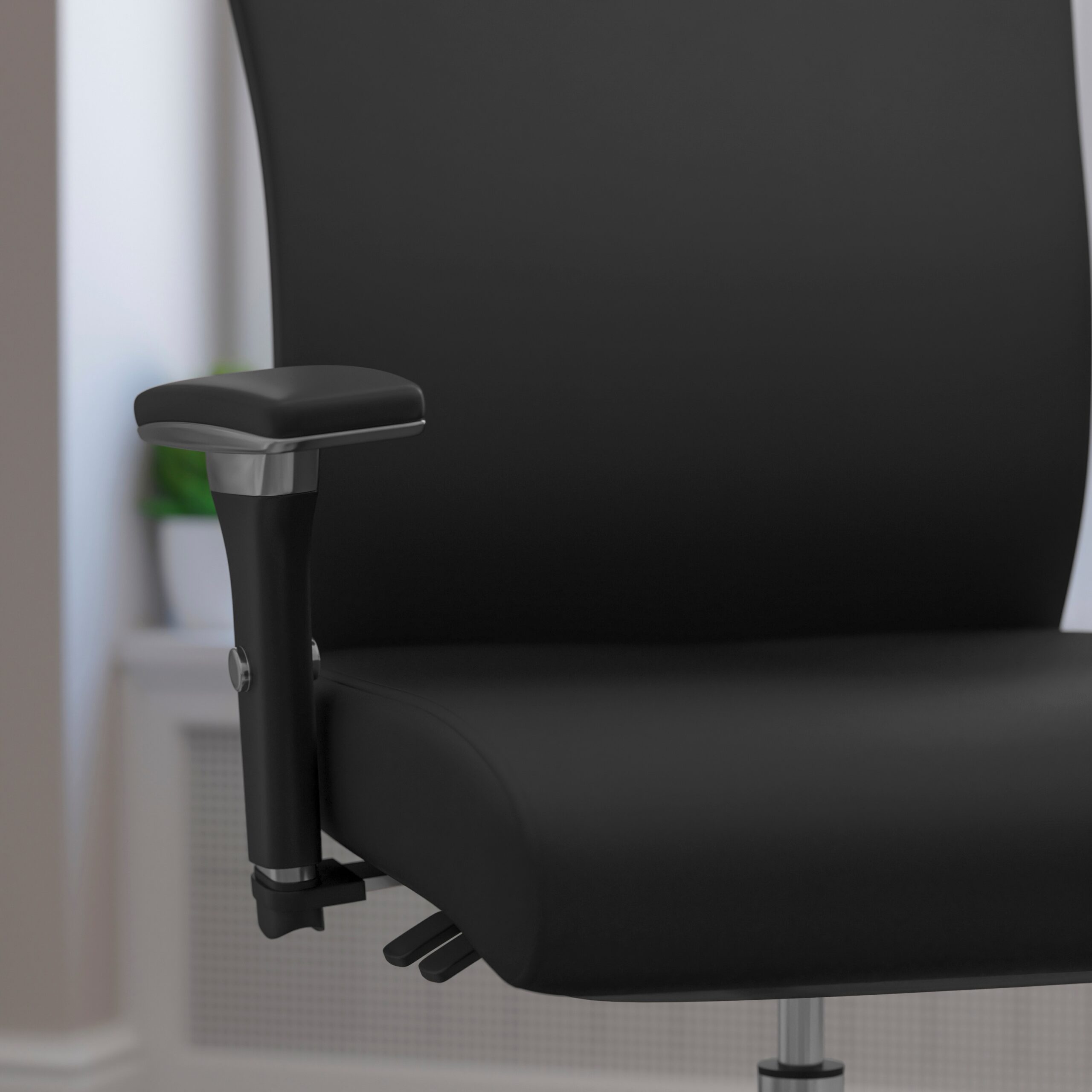 Flash Furniture HERCULES Black Leather Contemporary Adjustable Height Swivel Faux Leather Desk Chair